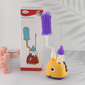 Hot selling professional silicone baby bottle brush set wholesale