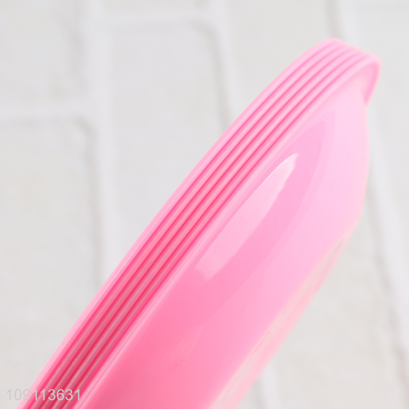 Yiwu market pink round 6pcs plastic disposable tableware plate snack plate