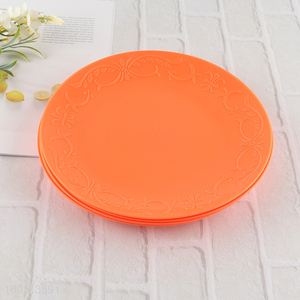 New arrival orange round 6pcs plastic disposable tableware plate set
