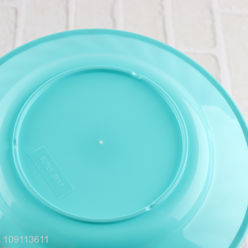 Hot selling round blue 6pcs plastic disposable tableware plate wholesale