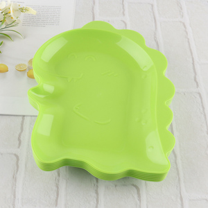 Online wholesale cartoon dinosaur shape 6pcs plastic disposable tableware plate