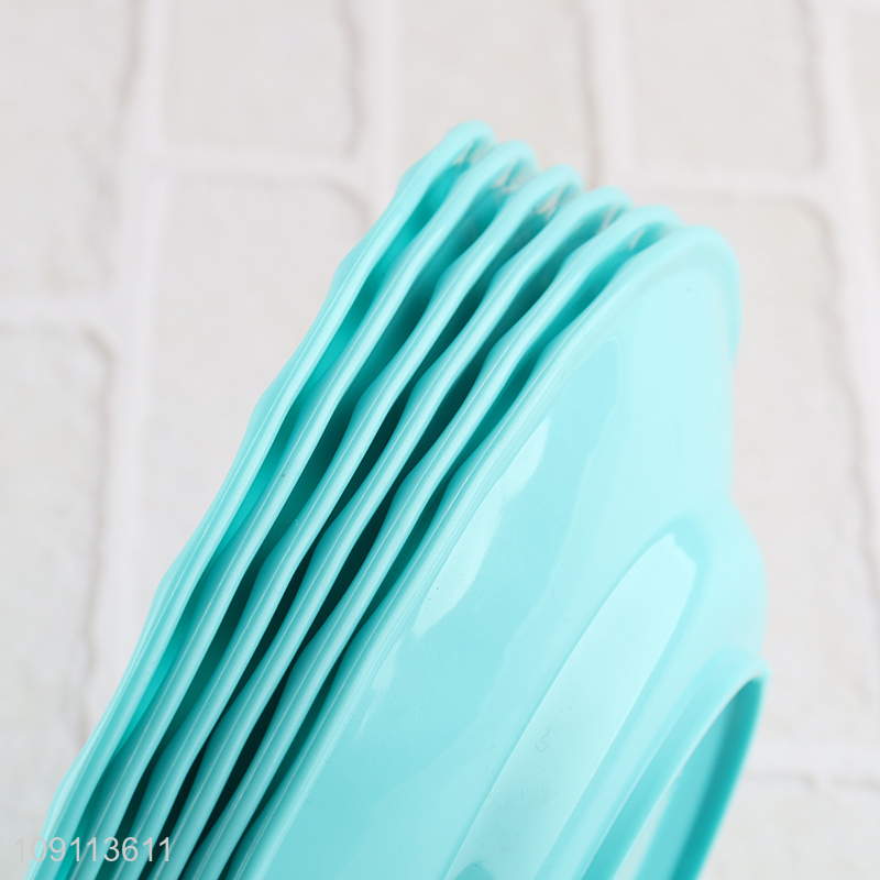 Hot selling round blue 6pcs plastic disposable tableware plate wholesale