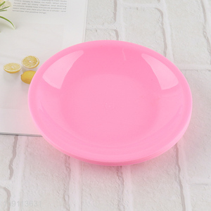 Yiwu market pink round 6pcs plastic disposable tableware plate snack plate