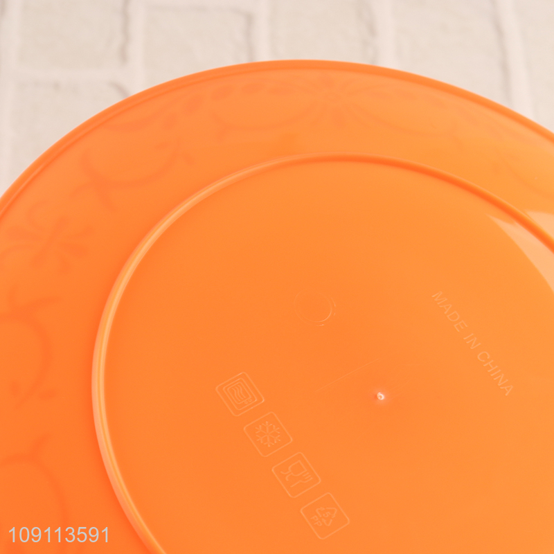 New arrival orange round 6pcs plastic disposable tableware plate set