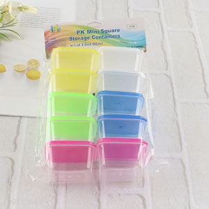 Factory wholesale 10pcs plastic mini square storage container with lid