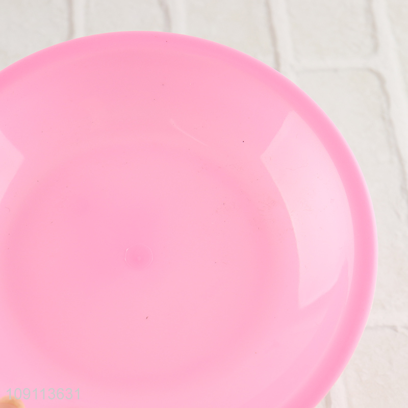 Yiwu market pink round 6pcs plastic disposable tableware plate snack plate
