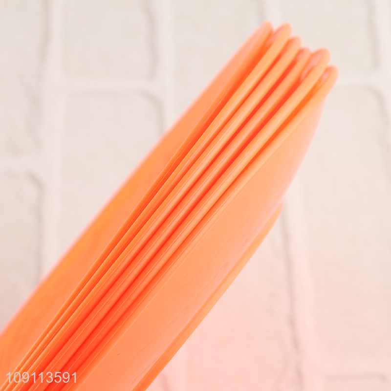 New arrival orange round 6pcs plastic disposable tableware plate set