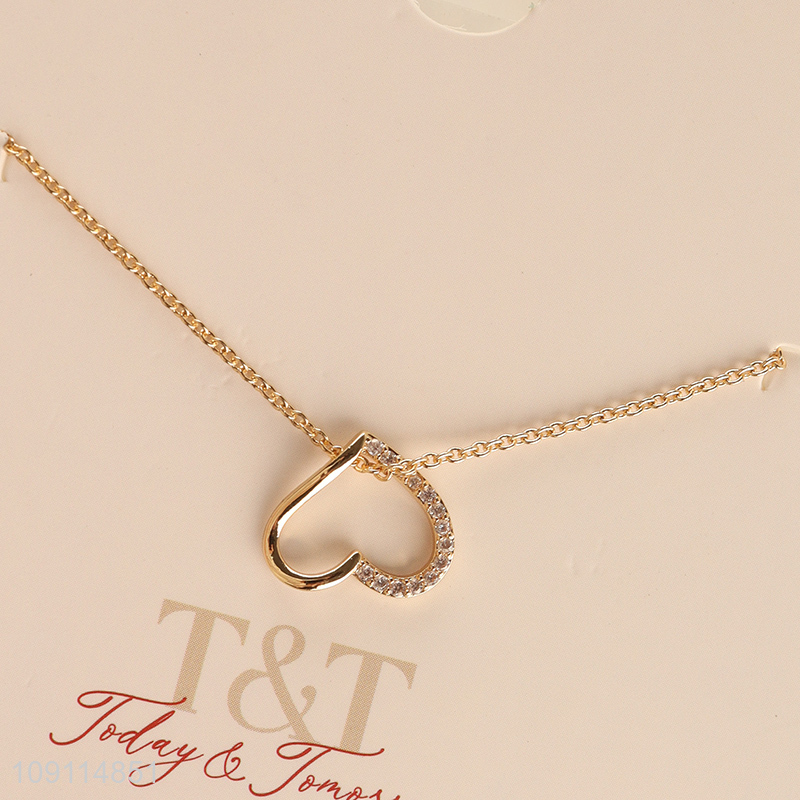 Low price fashion jewelry heart shape pendant ladies necklace