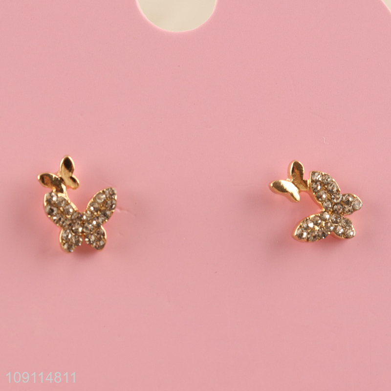 Best selling butterfly shape fashion jewelry ladies ear studs wholesale