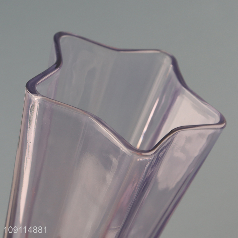 Hot selling star shape glass water cup drinking cup with straw