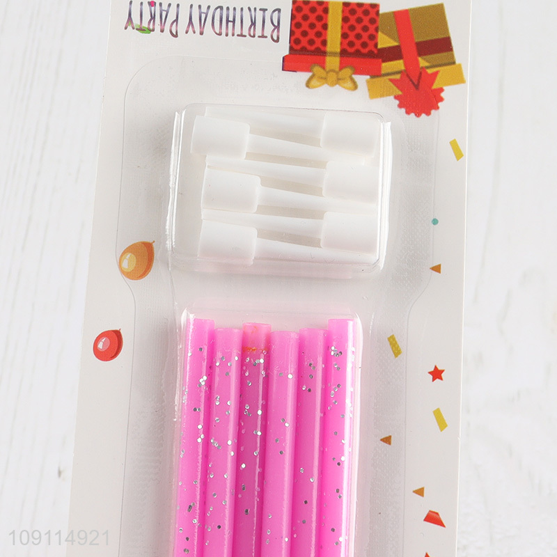 Factory Price 6 Pieces Glitter Birthday Candles Birthday Cake Topper Decoration