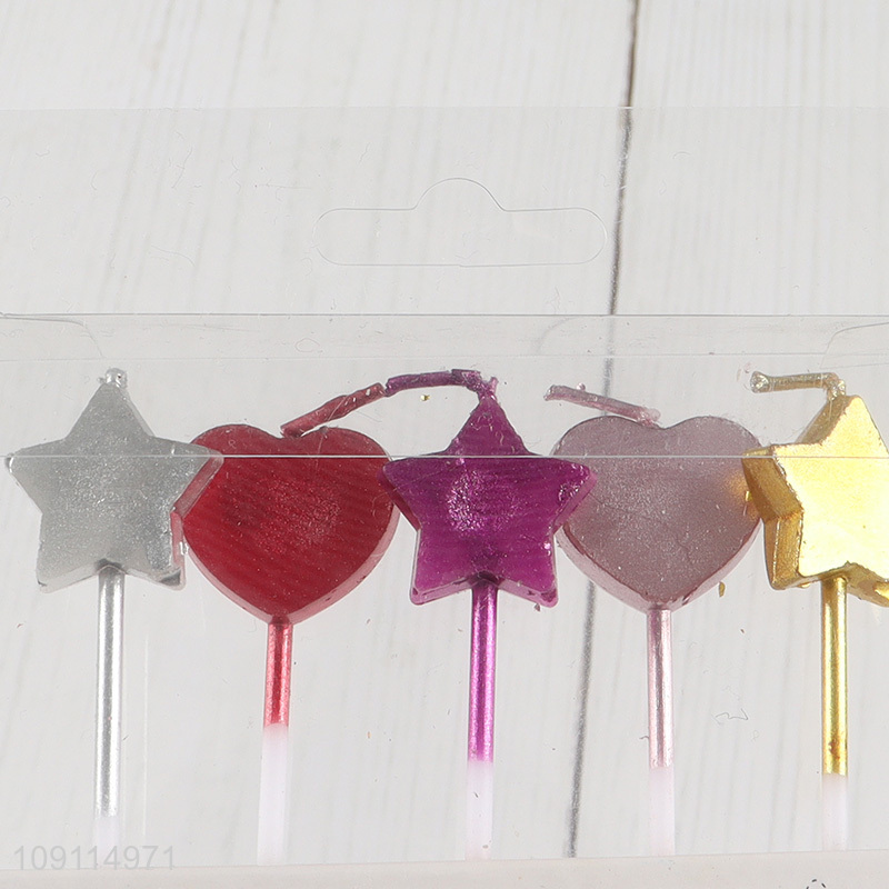 China Imports 5 Pieces Heart And Star Cake Candles for Birthday Baby Shower