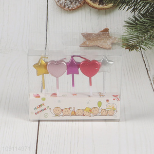 China Imports 5 Pieces Heart And Star Cake Candles for Birthday Baby Shower