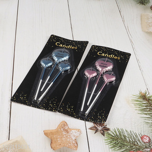 High Quality 3 Pieces Balloon Shape Metallic Birthday Candles Non-Toxic Candles