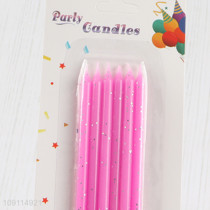 Factory Price 6 Pieces Glitter Birthday Candles Birthday Cake Topper Decoration
