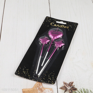 New Arrival 3 Pieces Balloon Shape Metallic Birthday Candles for Party Cake Decoration