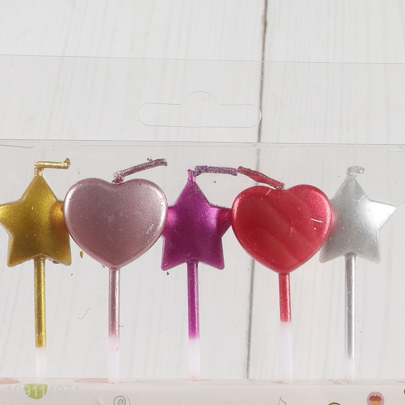 China Imports 5 Pieces Heart And Star Cake Candles for Birthday Baby Shower