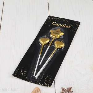 Hot Selling 3 Pieces Balloon Shape Metallic Birthday Candles Cake Topper Decor