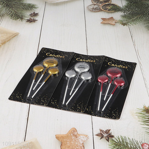 Factory Price 3 Pieces Balloon Shape Metallic Birthday Candles Cake Candles