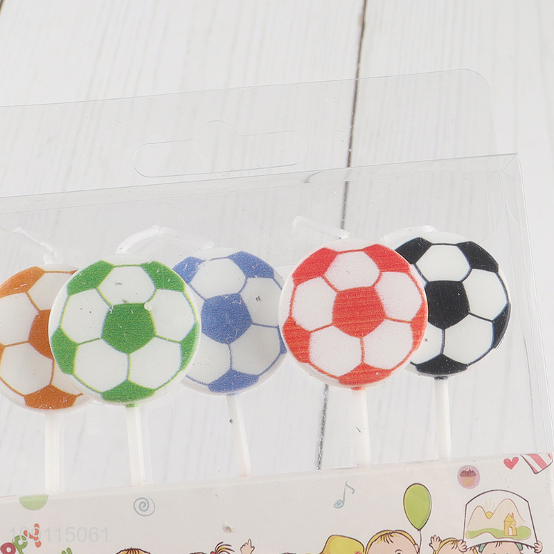 Good Quality 5 Pieces Soccer-Themed Birthday Candles Birthday Cake Topper Decoration
