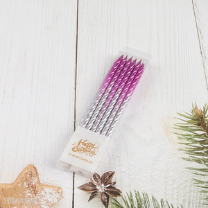 Good Quality 12 Pieces Gradient Spiral Birthday Candles for Party Cake Decoration