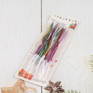 Hot Selling 12 Pieces Twisted Metallic Birthday Candles for Cake Decoration