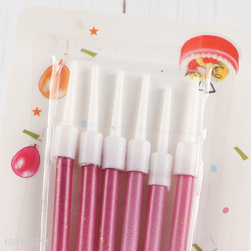 Online Wholesale 6 Pieces Gradient Glitter Birthday Candles Birthday Cake Candles