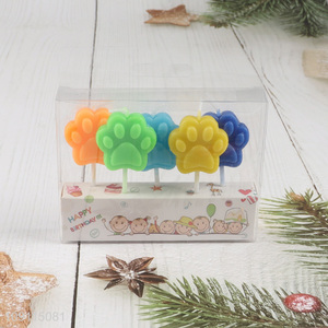 Factory Supply 5 Pieces Cat Paw Shaped Birthday Candles for Cupcake Decoration