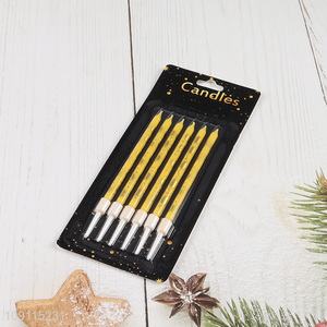 High Quality 6 Pieces Gold Birthday Candles Party Cake Candles for Birthday