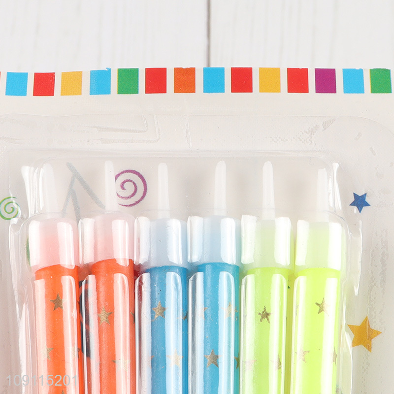 Popular Product 6 Pieces Colorful Birthday Candles Birthday Cake Topper Decoration