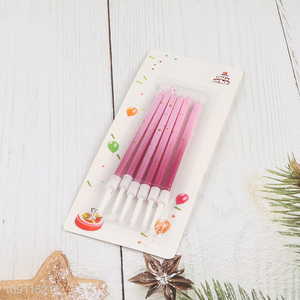 Online Wholesale 6 Pieces Gradient Glitter Birthday Candles Birthday Cake Candles