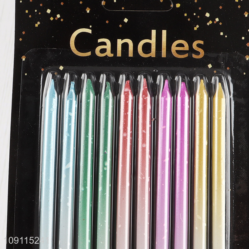 Hot Selling 10 Pieces Long Thin Birthday Candles Cake Candles Non-Toxic Candles