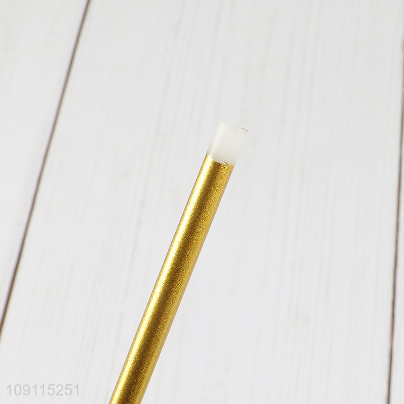 New Arrival 12 Pieces Gold Long Thin Metallic Birthday Candles for Birthday Wedding