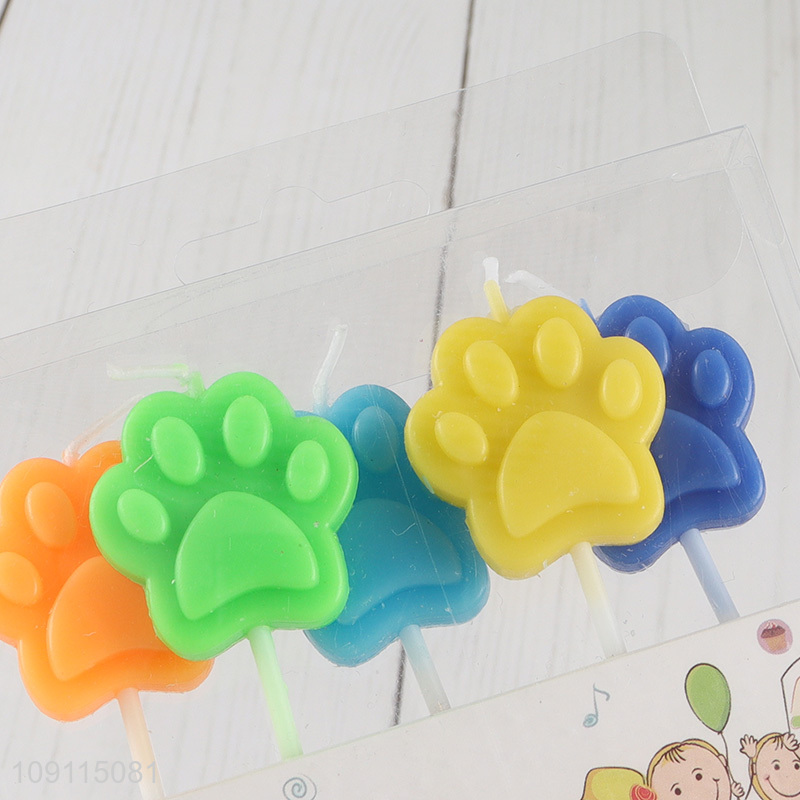 Factory Supply 5 Pieces Cat Paw Shaped Birthday Candles for Cupcake Decoration