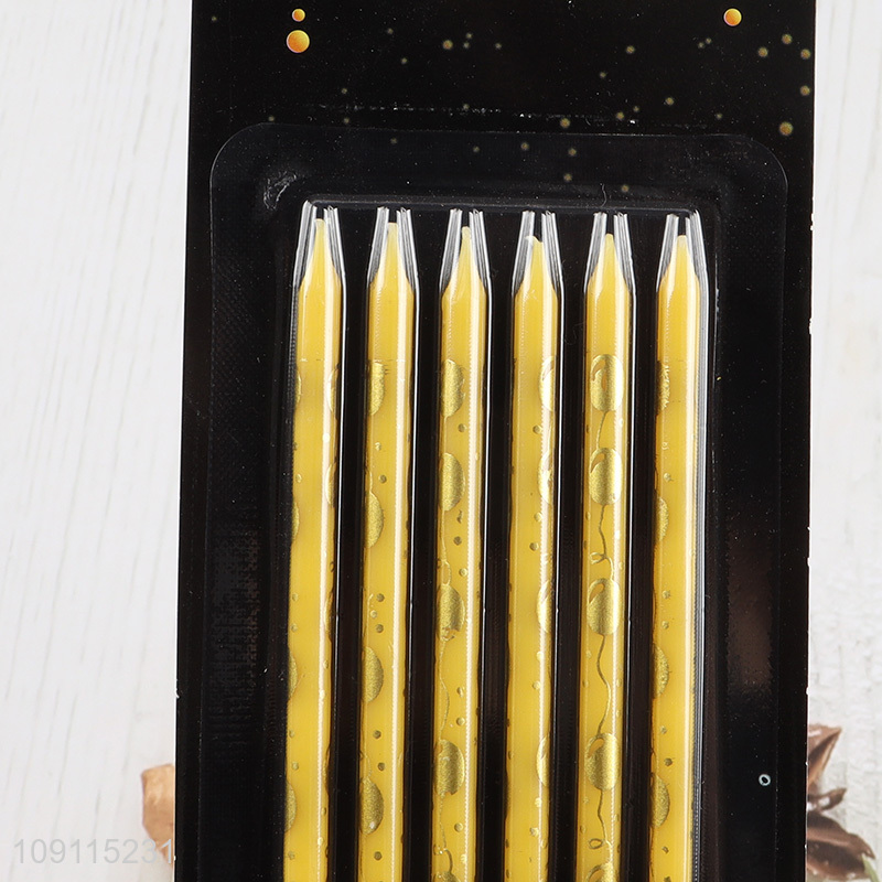 High Quality 6 Pieces Gold Birthday Candles Party Cake Candles for Birthday