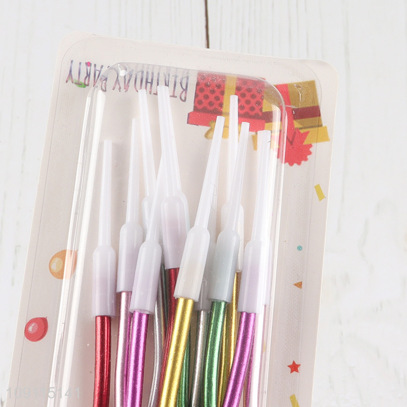 Hot Selling 12 Pieces Twisted Metallic Birthday Candles for Cake Decoration