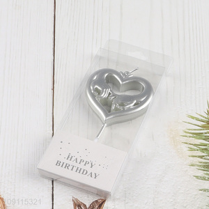 Factory Price Silver Heart Candle Non-Toxic Candles for Birthday Wedding Party