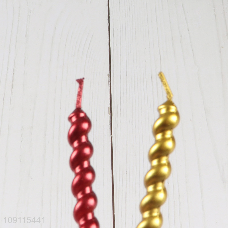 Hot Selling 6 Pieces Metallic Spiral Birthday Candles Party Cake Candles for Birthday