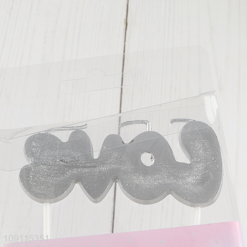 New Arrival Silver Love Birthday Candle for Birthday Party Cake Decoration