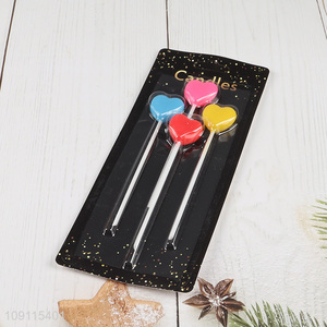 Popular Product 4 Pieces Heart Shape Birthday Candles for Party Cake Decoration