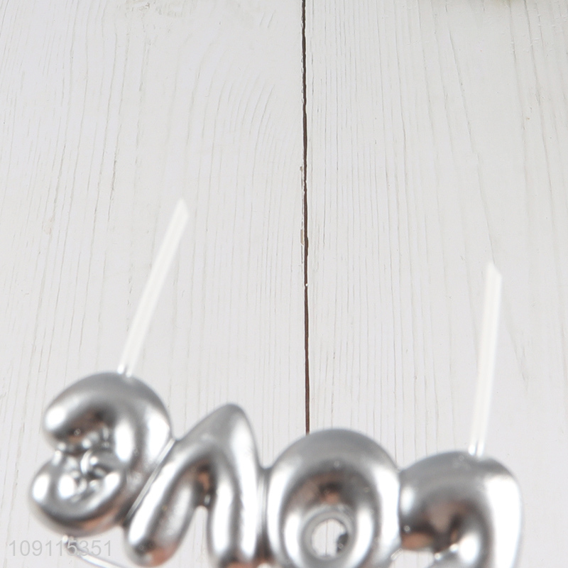 New Arrival Silver Love Birthday Candle for Birthday Party Cake Decoration