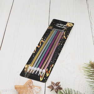 Wholesale 6 Pieces Long Thin Metallic Birthday Candles for Party Cake Decoration