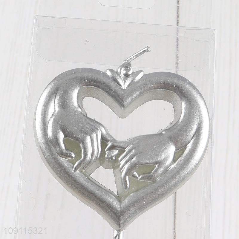 Factory Price Silver Heart Candle Non-Toxic Candles for Birthday Wedding Party