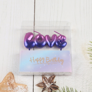 Good Quality Gradient Purple Love Birthday Candle for Wedding Cake Decoration