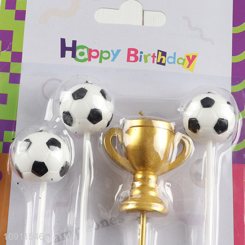Good Quality 4 Pieces Soccer-Themed Birthday Candles Football Candles Party Candles