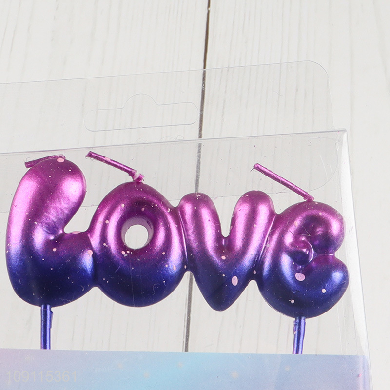 Good Quality Gradient Purple Love Birthday Candle for Wedding Cake Decoration