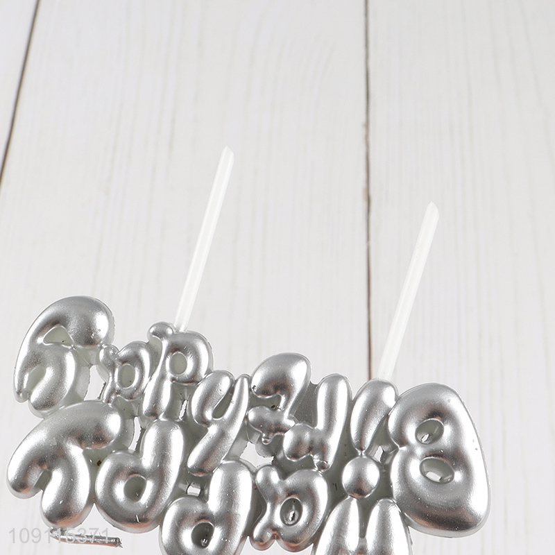 Online Wholesale Silver Happy Birthday Candle Party Cake Candle for Birthday