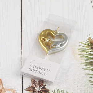 High Quality Metallic Heart Candle for Wedding Anniversary Party Cake Decoration