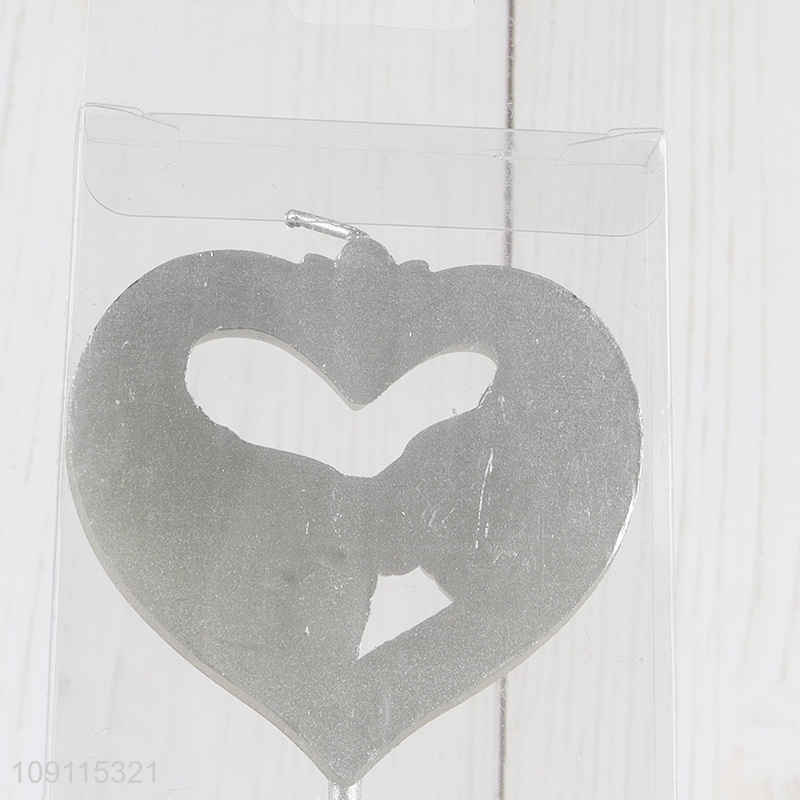 Factory Price Silver Heart Candle Non-Toxic Candles for Birthday Wedding Party