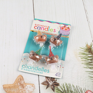 Hot Selling 4 Pieces Cute Cartoon Bear Birthday Candles Cupcake Topper Candles
